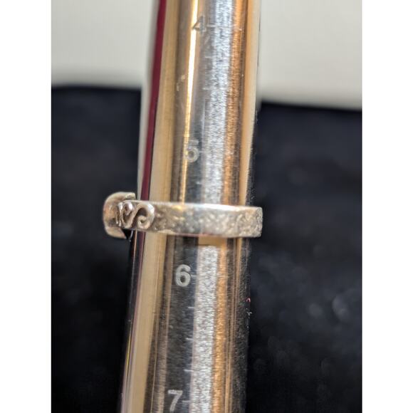 Vintage Marked Fuzion 925 Sterling Silver Bezel Set Pearl Ring Size 5.5 - Picture 3 of 5